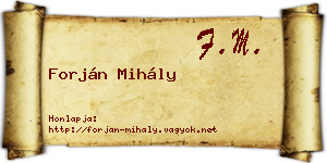 Forján Mihály névjegykártya